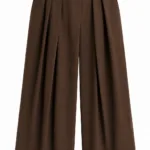 Pantalon met plooien – bruin