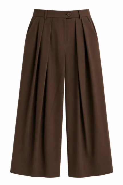Pantalon met plooien – bruin