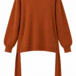 Gebreide top met strik opzij – terracotta