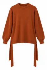 Gebreide top met strik opzij – terracotta