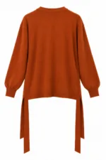 Gebreide top met strik opzij – terracotta