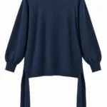 Gebreide top met strik opzij – marineblauw