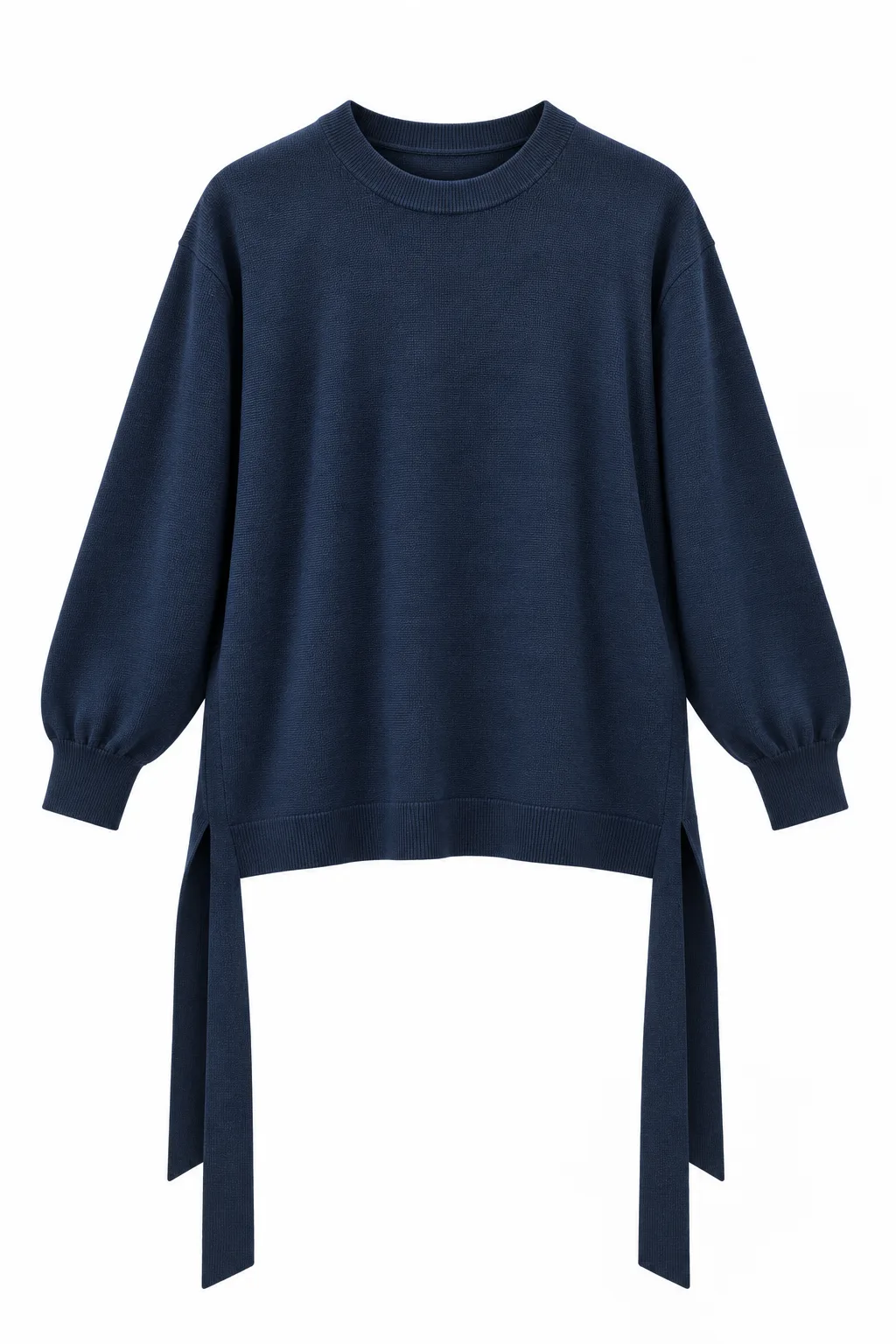 Gebreide top met strik opzij – marineblauw Gebreide top met strik opzij – marineblauw