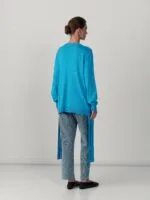 Gebreide top met strik opzij – turquoise